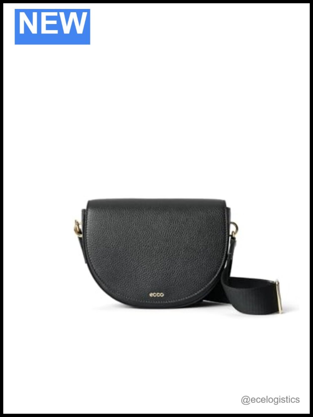 ECCO Saddle Crossbody Bag Pebbled Leather Adjustable Strap